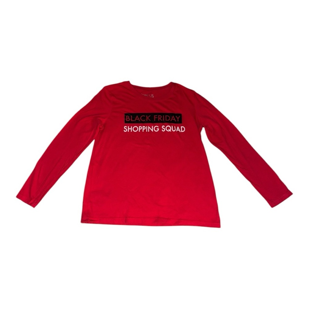 Black Friday Shopping Squad Long Sleeve Red Tee Size Small